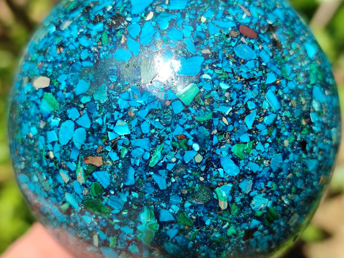 Hand Made Conglomerate Chrysocolla Spheres with Azurite And Malachite x 2 From Congo