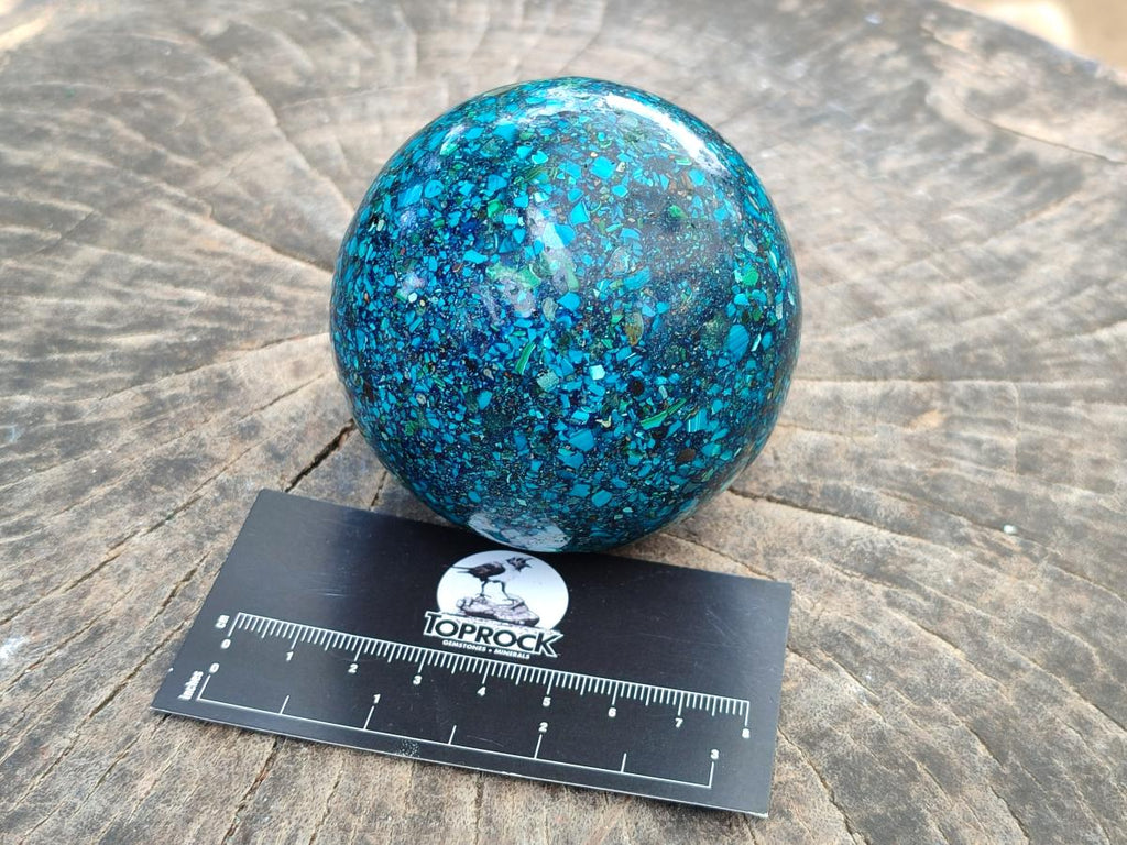 Hand Made Conglomerate Chrysocolla Spheres with Azurite And Malachite x 2 From Congo