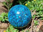 Hand Made Conglomerate Chrysocolla Spheres with Azurite And Malachite x 2 From Congo