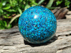 Hand Made Conglomerate Chrysocolla Spheres with Azurite And Malachite x 2 From Congo