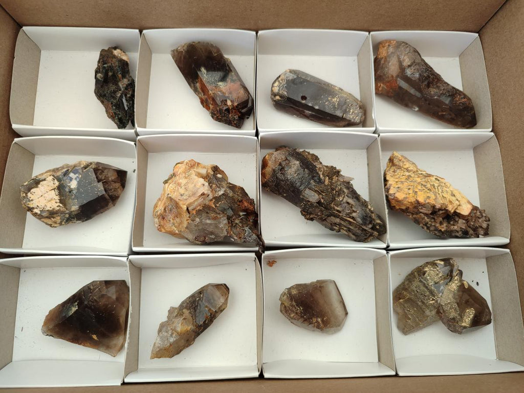 Natural Smokey Quartz Crystals x 12 From Zomba Plateau, Malawi