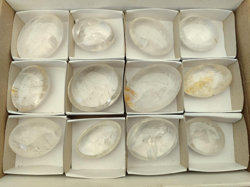 Polished Rock Crystal Galets x 12 From Amoron’i Mania, Madagascar