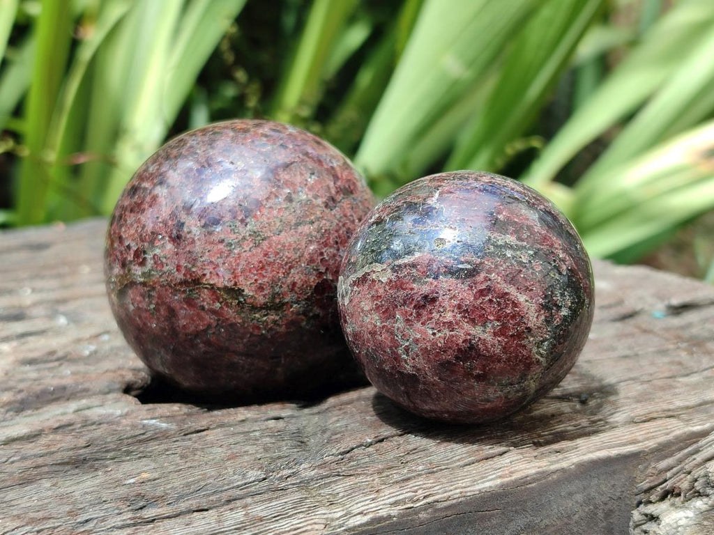 Polished Garnet Spheres x 5 From Mahajanga, Madagascar