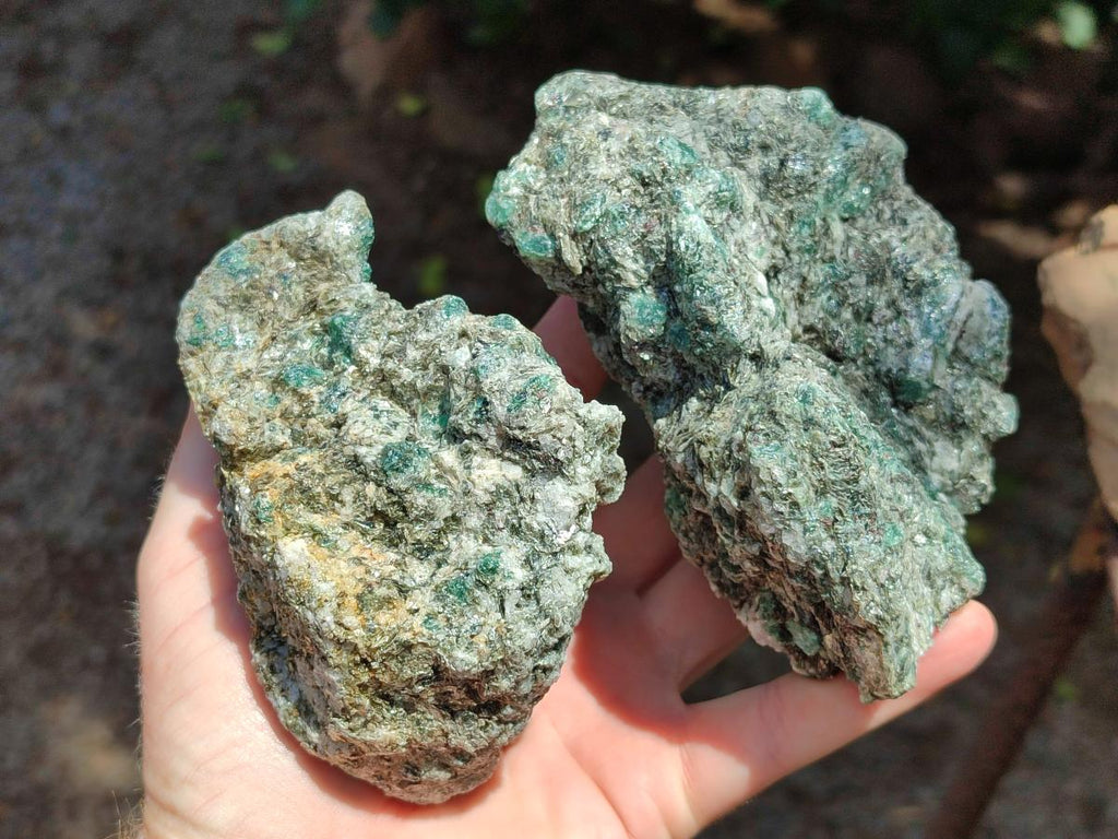 Natural Emerald Mica 'Mutokolite' Cobbed Specimens x 3 From Mutoko, Zimbabwe