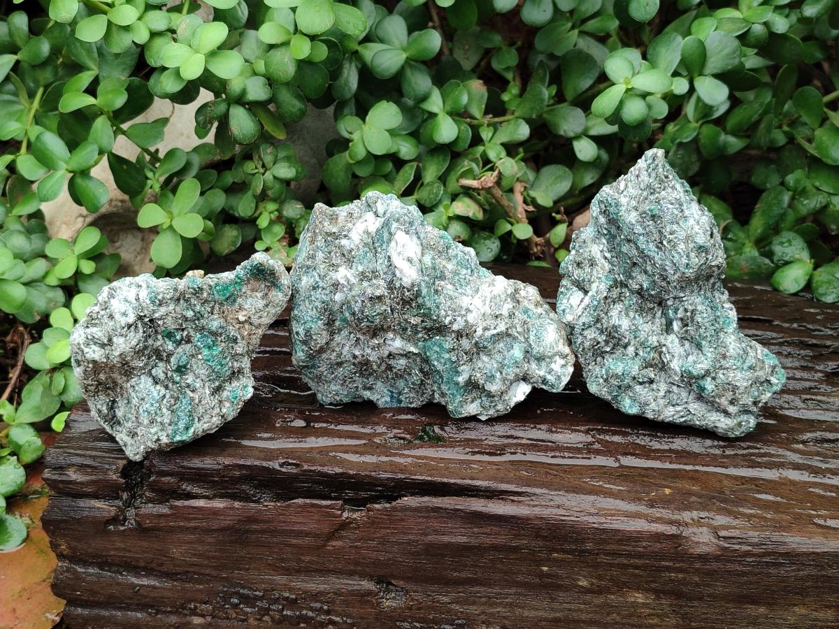 Natural Emerald Mica 'Mutokolite' Cobbed Specimens x 3 From Mutoko, Zimbabwe