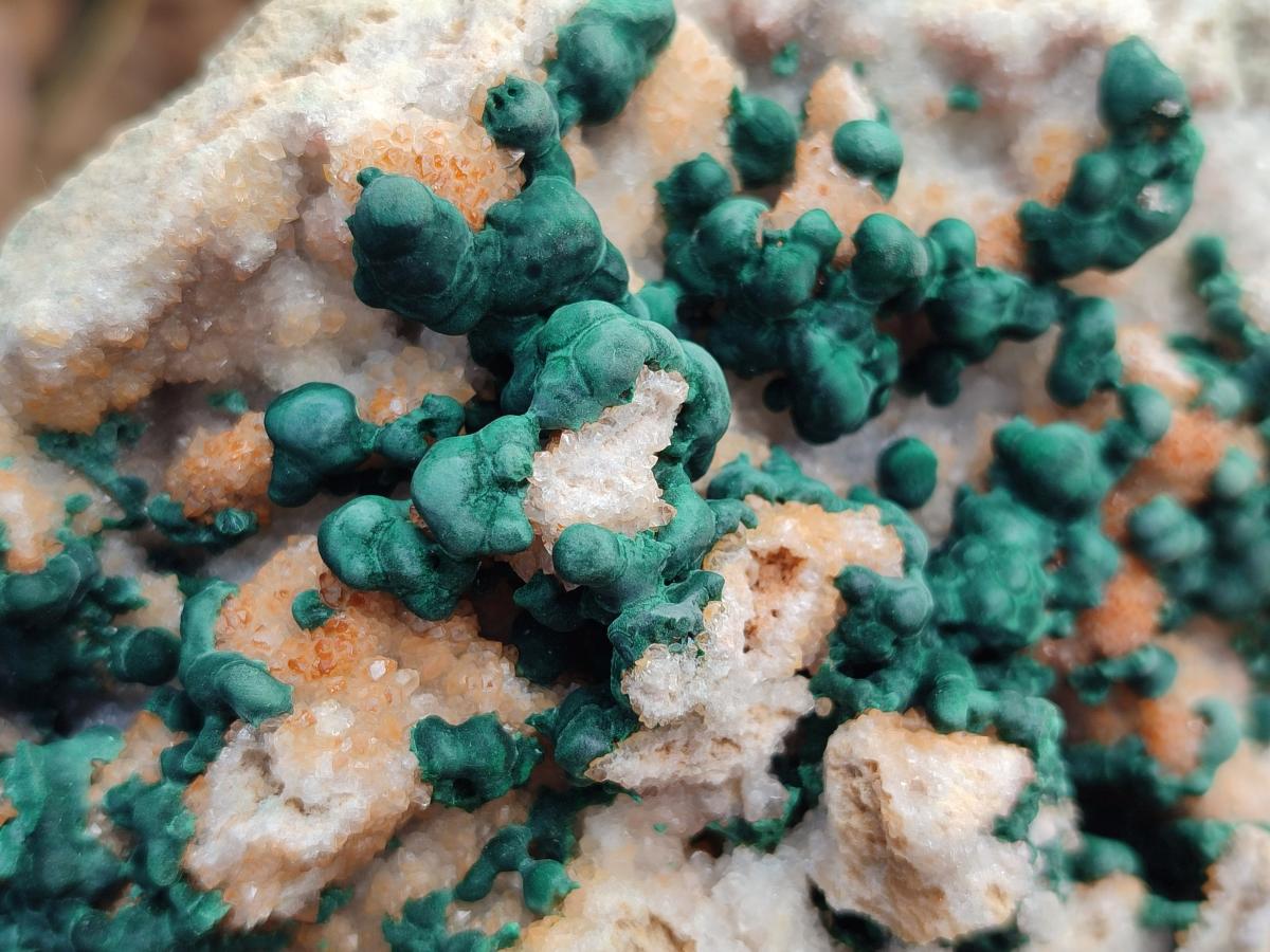 Natural Large Cabinet Size Drusy Quartz Coated Ball Malachite on Dolomite Specimen x 1 From Mindingi Mine, Kambove, Congo