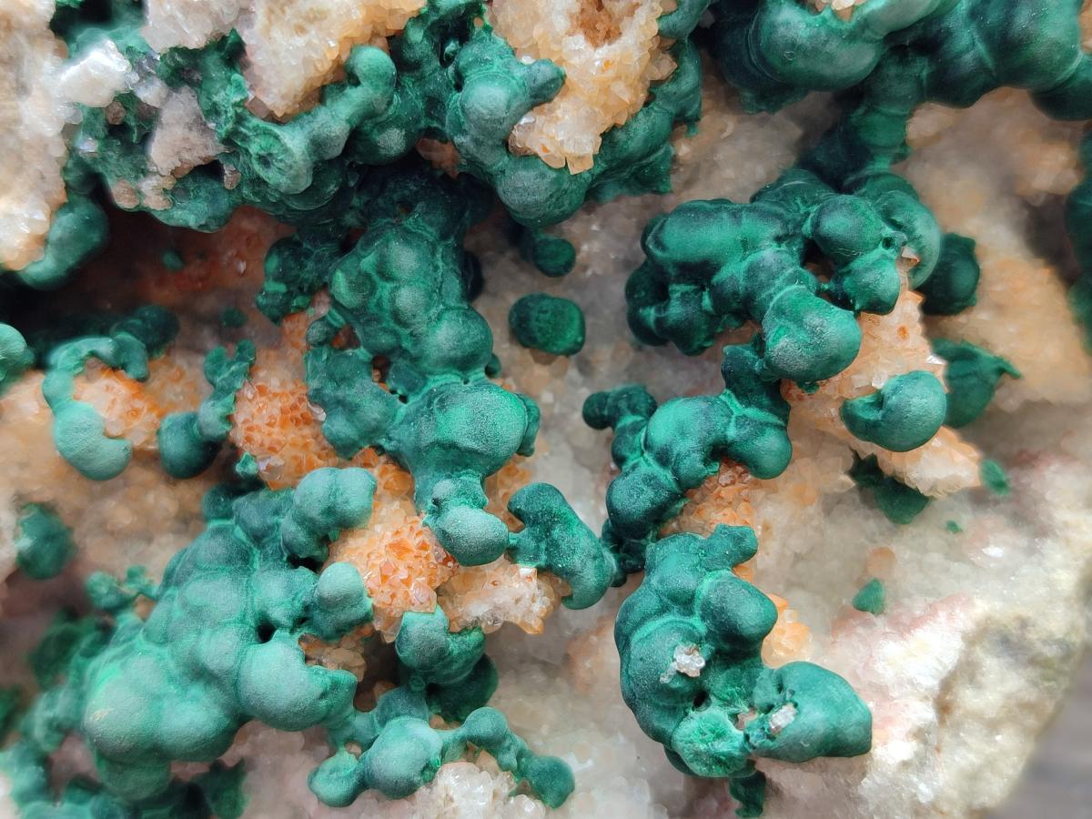 Natural Large Cabinet Size Drusy Quartz Coated Ball Malachite on Dolomite Specimen x 1 From Mindingi Mine, Kambove, Congo