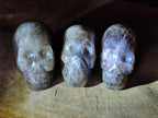 Hand Made Smokey Window Quartz Skull Cavings x 3 From Madagascar