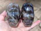 Hand Made Smokey Window Quartz Skull Cavings x 3 From Madagascar