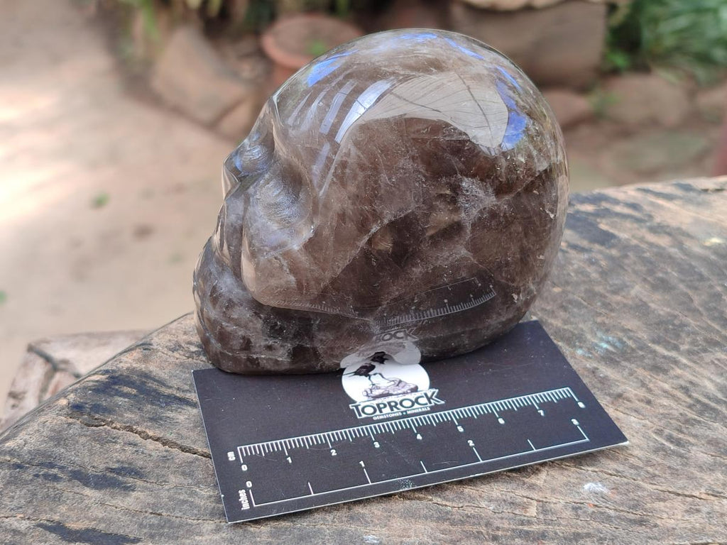 Hand Made Smokey Window Quartz Skull Cavings x 3 From Madagascar