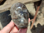 Hand Made Smokey Window Quartz Skull Cavings x 3 From Madagascar