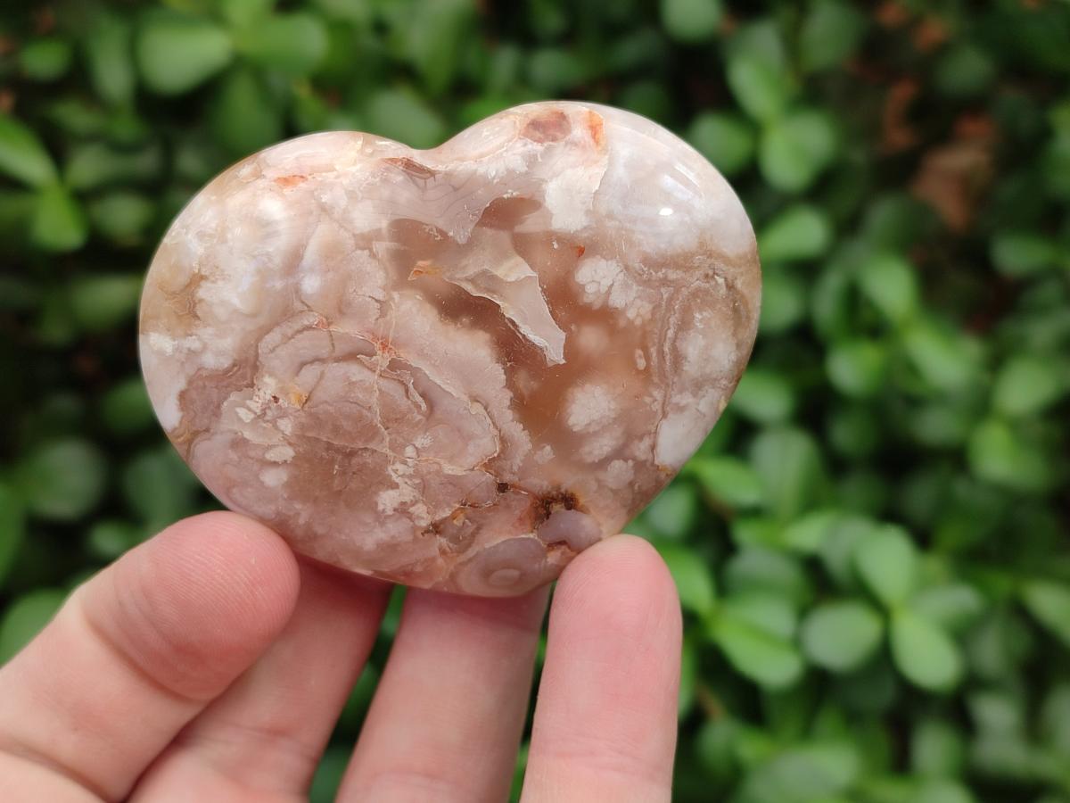 Polished Flower Agate Palm Stones and one Heart x 12 From Antsahalova, Madagascar