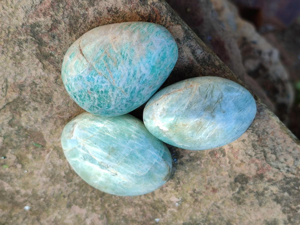 Polished Amazonite Palm Stones x 35 From Madagascar