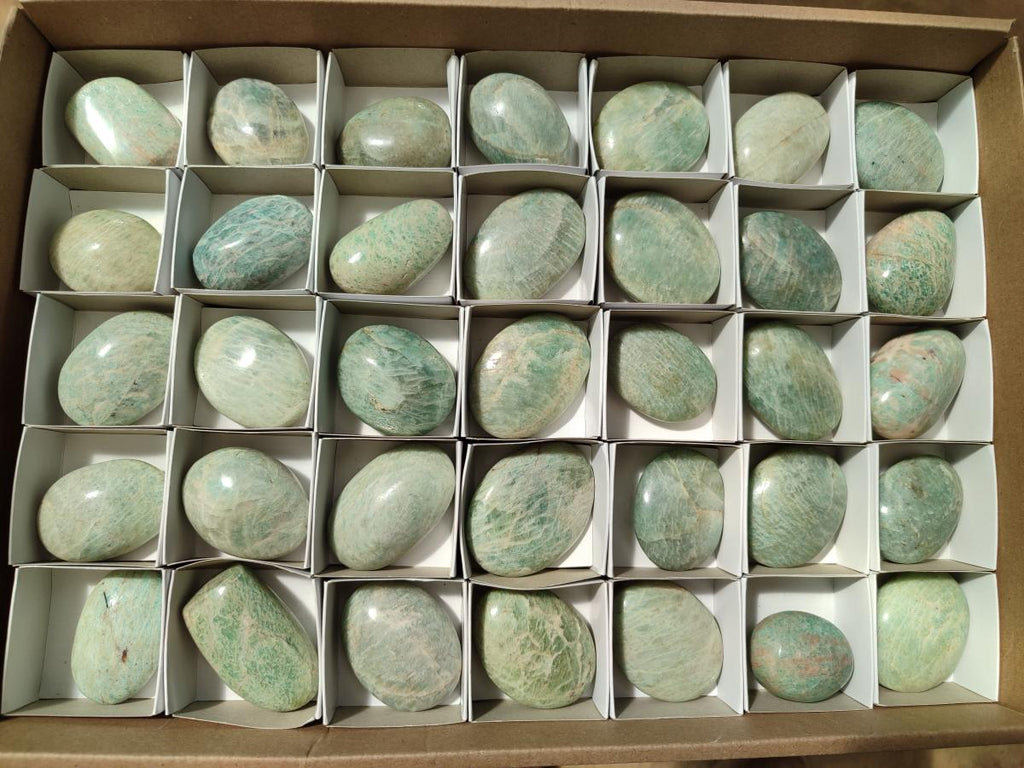 Polished Amazonite Palm Stones x 35 From Madagascar