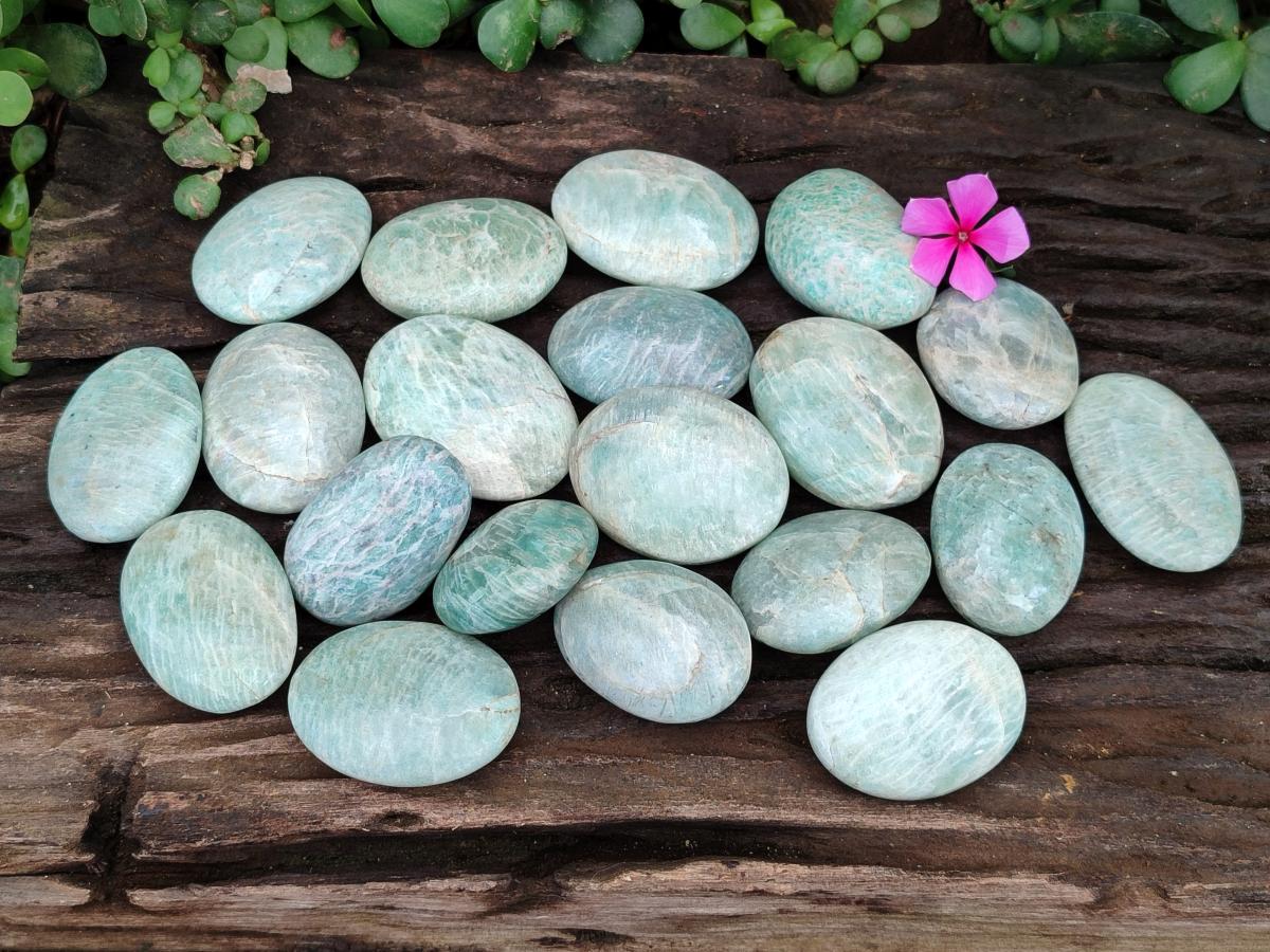 Polished Amazonite Palm Stones x 35 From Madagascar