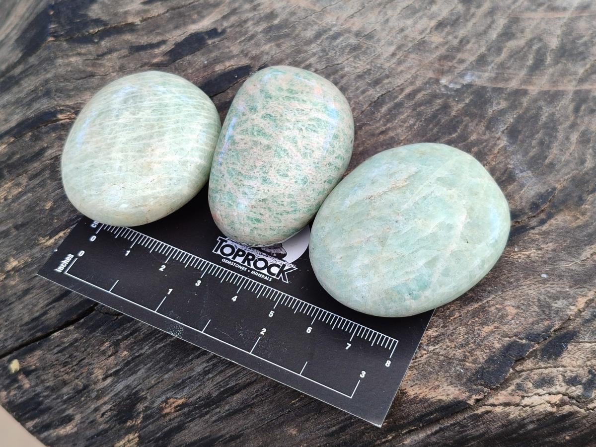 Polished Amazonite Palm Stones x 35 From Madagascar