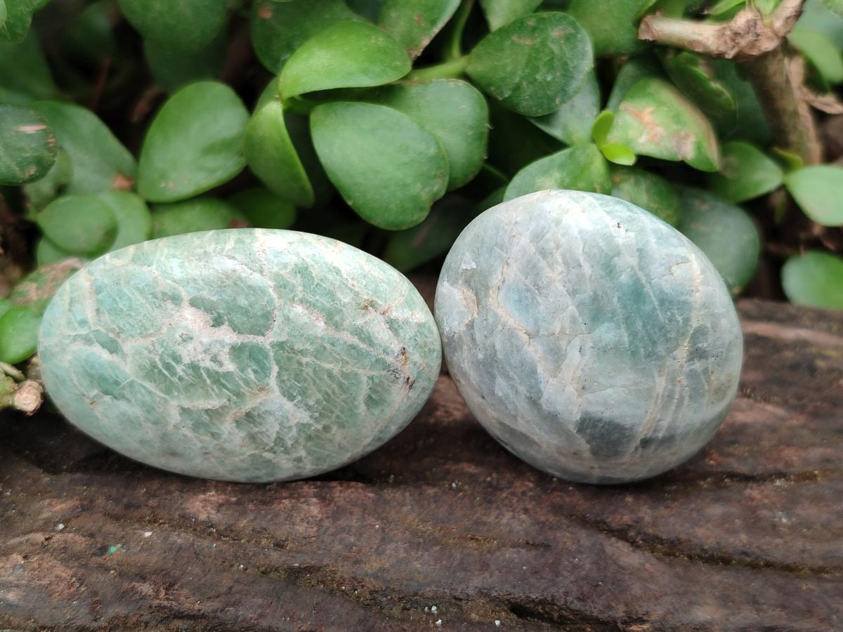 Polished Amazonite Palm Stones x 35 From Madagascar