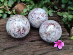 Polished Rubellite Pink Tourmaline Spheres x 3 From Ambatondrazaka, Madagascar