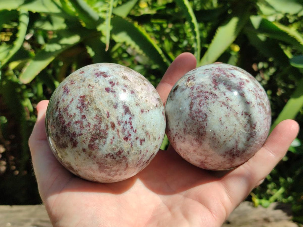 Polished Rubellite Pink Tourmaline Spheres x 3 From Ambatondrazaka, Madagascar