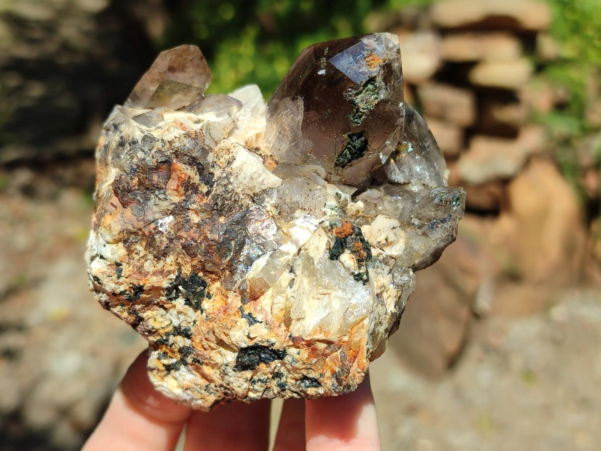 Natural Smokey Quartz Clusters with Associated Minerals x 4 From Zomba Plateau, Malawi