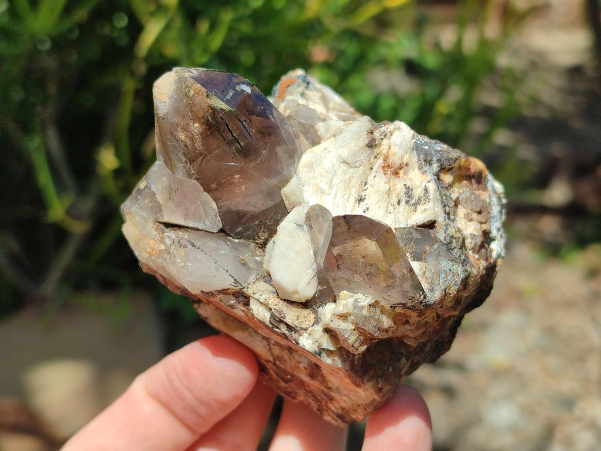 Natural Smokey Quartz Clusters with Associated Minerals x 4 From Zomba Plateau, Malawi