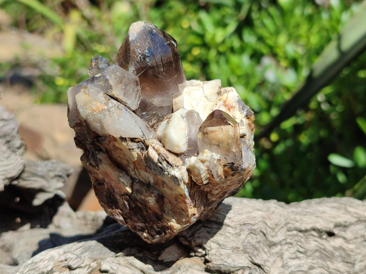 Natural Smokey Quartz Clusters with Associated Minerals x 4 From Zomba Plateau, Malawi