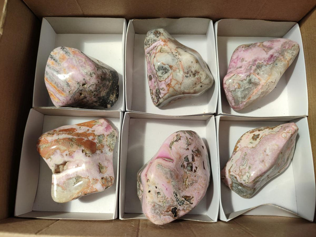 Polished Cobaltion Calcite in Dolomite Free Forms x 6 From Kakanda, Congo