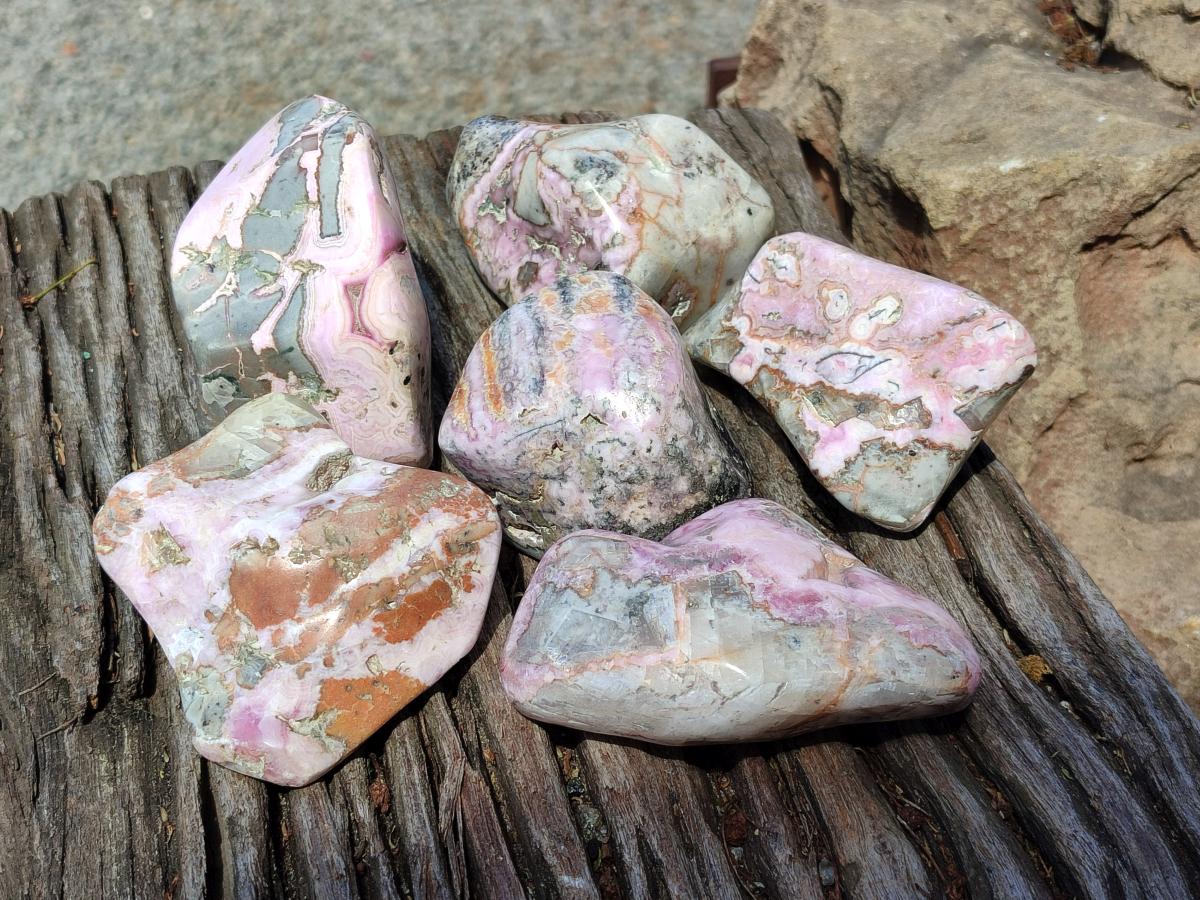 Polished Cobaltion Calcite in Dolomite Free Forms x 6 From Kakanda, Congo