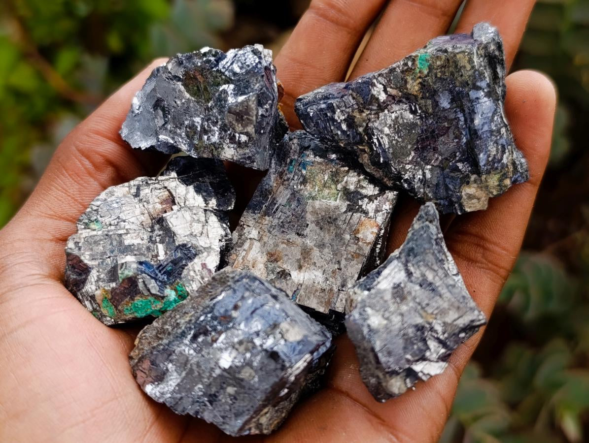 Natural Bright Silver Lead Galena Cobbed Specimens x 20 From Kaokoveld, Namibia