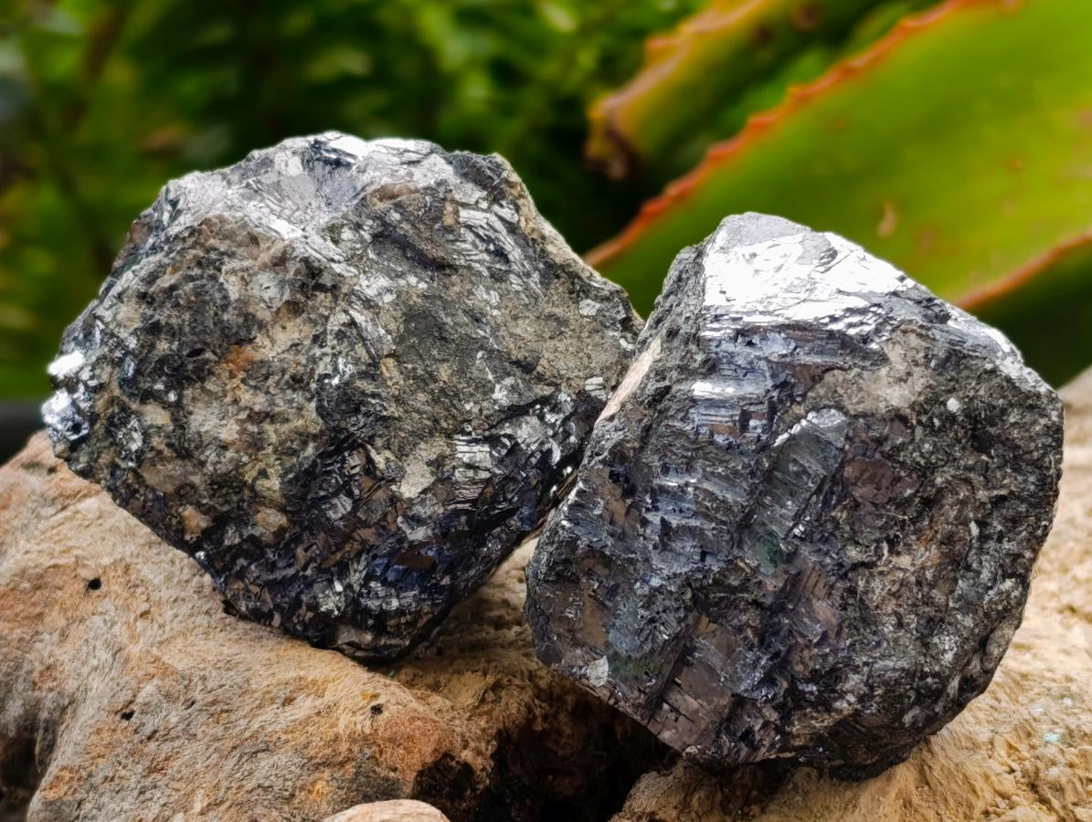 Natural Bright Silver Lead Galena Cobbed Specimens x 20 From Kaokoveld, Namibia