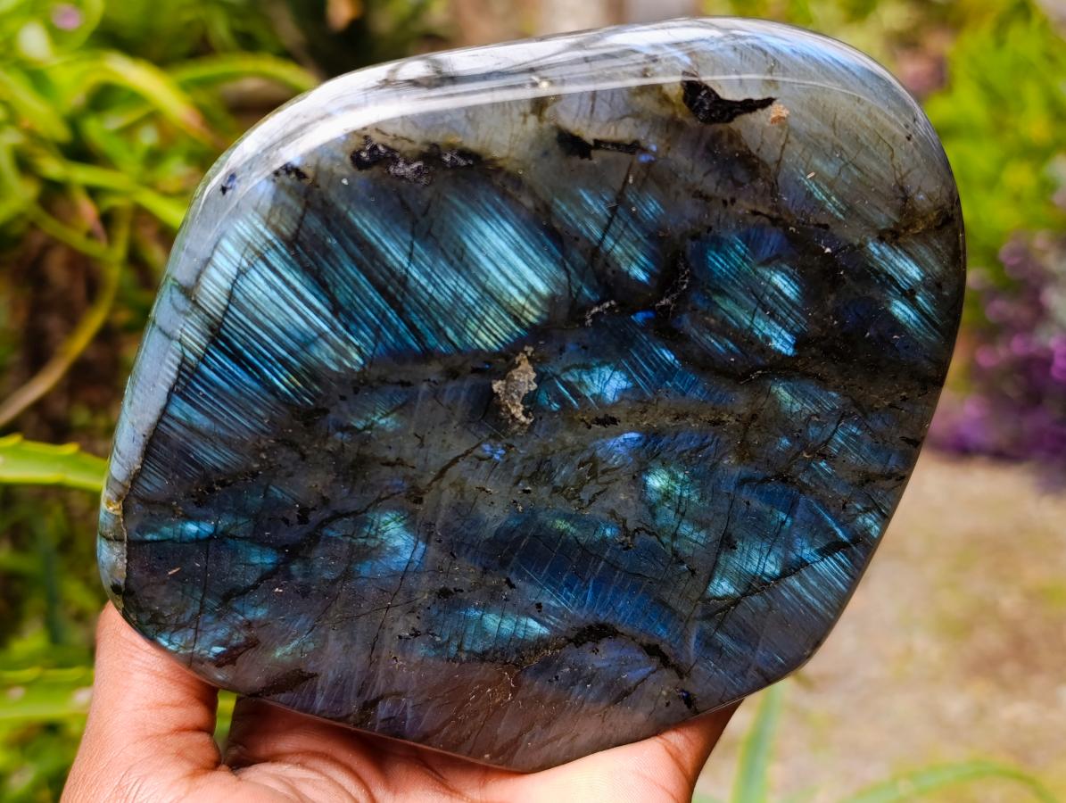 Polished Labradorite Standing Free Forms x 3 From Madagascar
