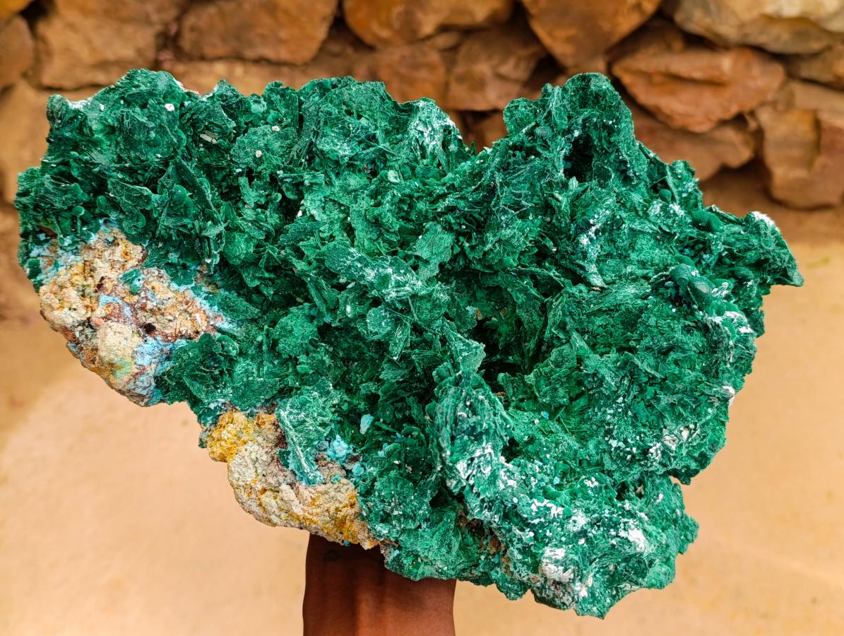 Natural XL Rare Bladed Malachite Pseudomorph Specimen x 1 From Kolwezi, Congo