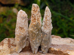 Natural Drusy Quartz Coated Spearhead Calcite Crystals x 35 From Albert's Mountain, Lesotho