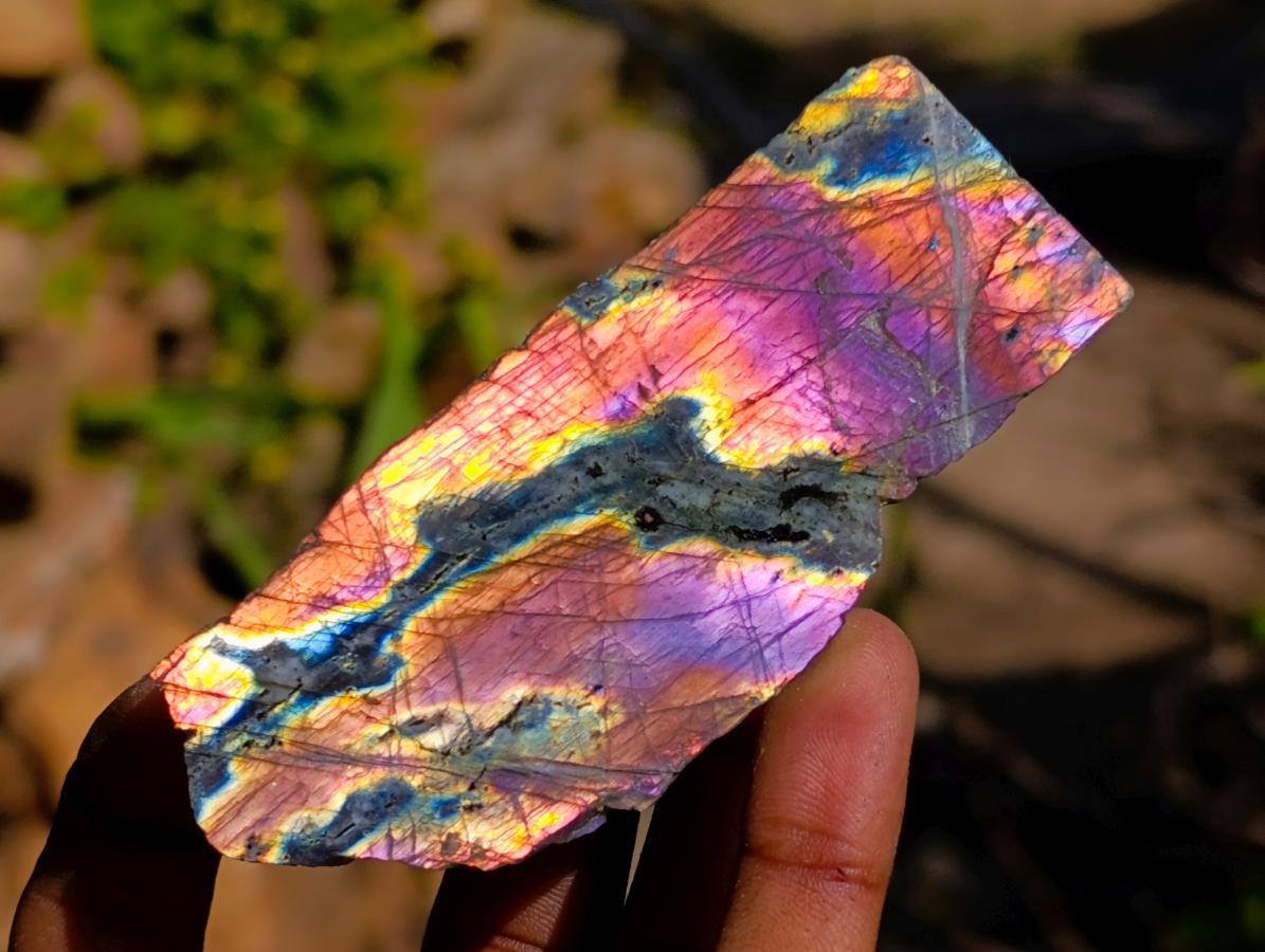 Polished One Side Purple Sunset Flash Labradorite Specimens x 21 From Madagascar