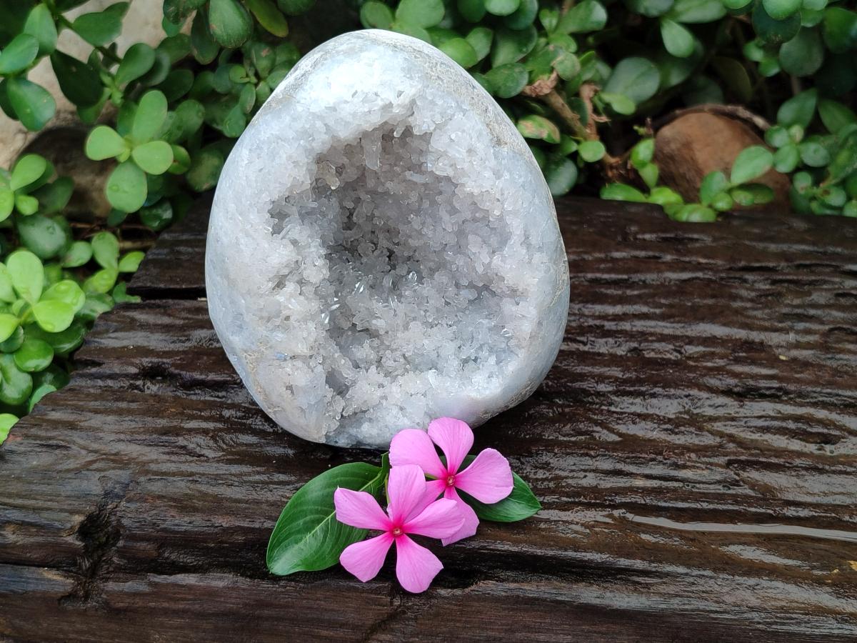 Polished Blue Celestite Egg x 1 From Sakoany, Madagascar