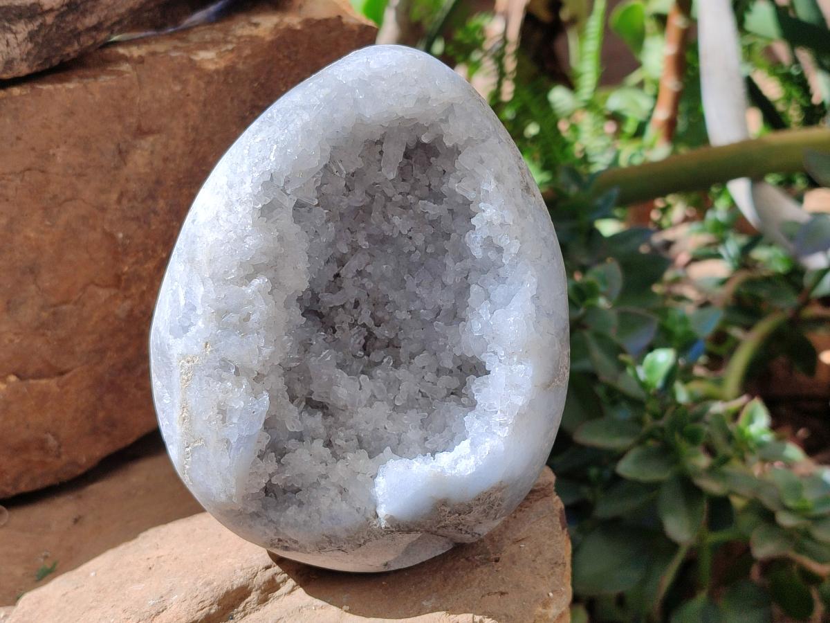 Polished Blue Celestite Egg x 1 From Sakoany, Madagascar