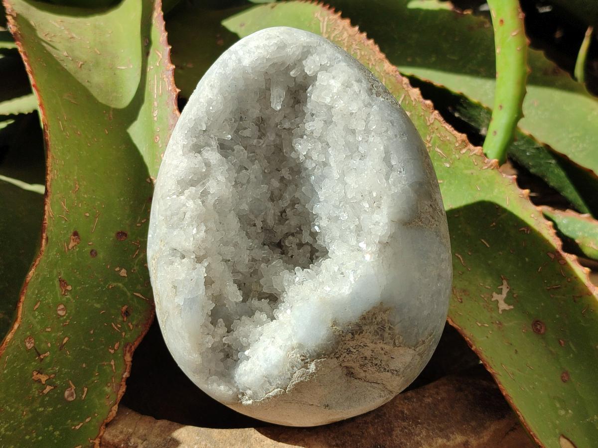 Polished Blue Celestite Egg x 1 From Sakoany, Madagascar