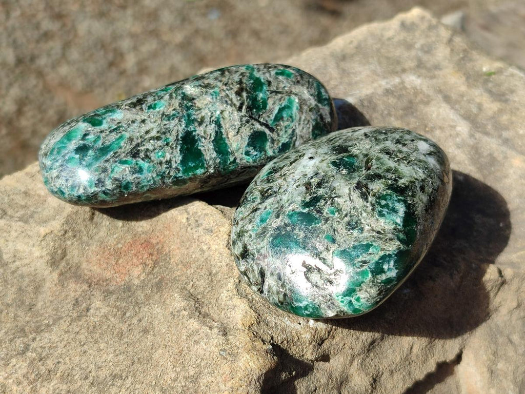 Polished Emerald Mica 'Mutokolite' Free Forms x 12 From Mutoko, Zimbabwe