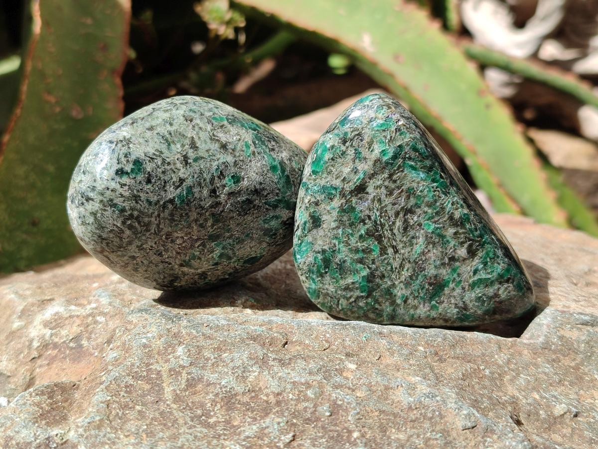 Polished Emerald Mica 'Mutokolite' Free Forms x 12 From Mutoko, Zimbabwe