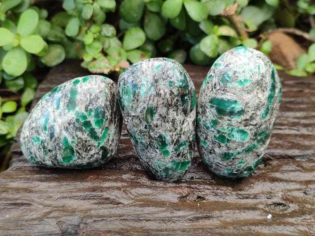 Polished Emerald Mica 'Mutokolite' Free Forms x 12 From Mutoko, Zimbabwe