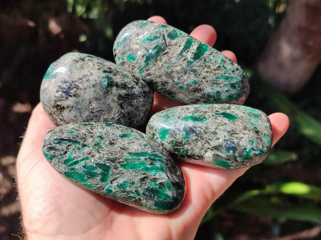 Polished Emerald Mica 'Mutokolite' Free Forms x 12 From Mutoko, Zimbabwe
