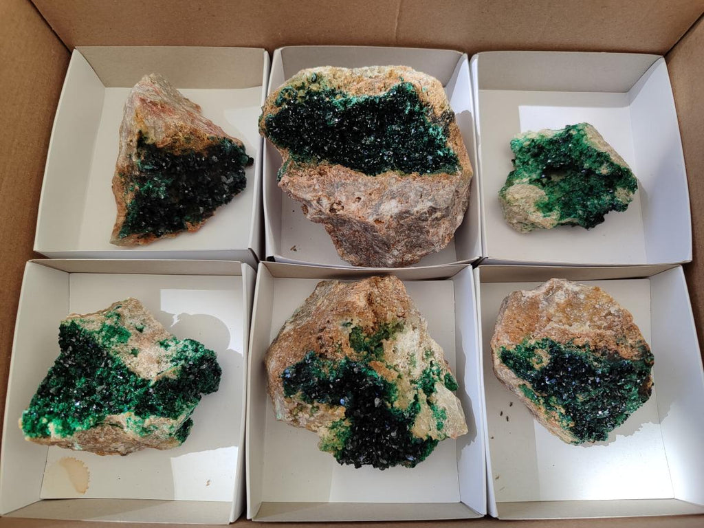 Natural Crystalline Malachite Specimens x 6 From Tenke Fungurume, Congo