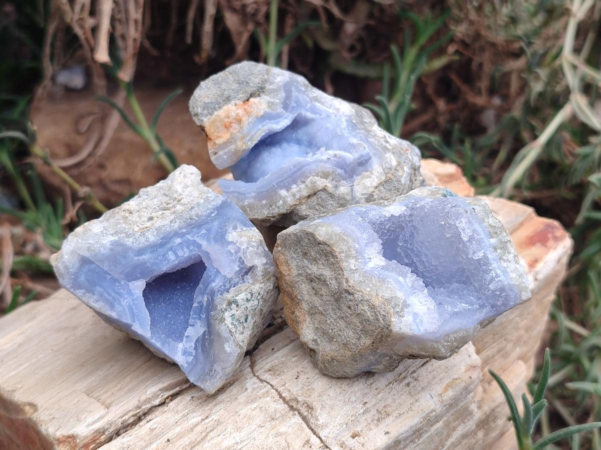 Natural Blue Lace Agate Geodes and Clusters Specimens x 24 From Nsanje, Malawi