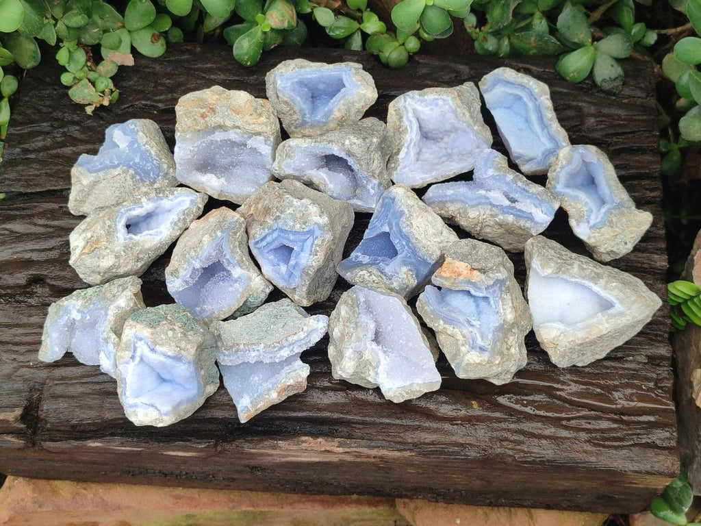 Natural Blue Lace Agate Geodes and Clusters Specimens x 24 From Nsanje, Malawi