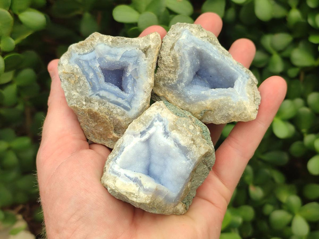 Natural Blue Lace Agate Geodes and Clusters Specimens x 24 From Nsanje, Malawi