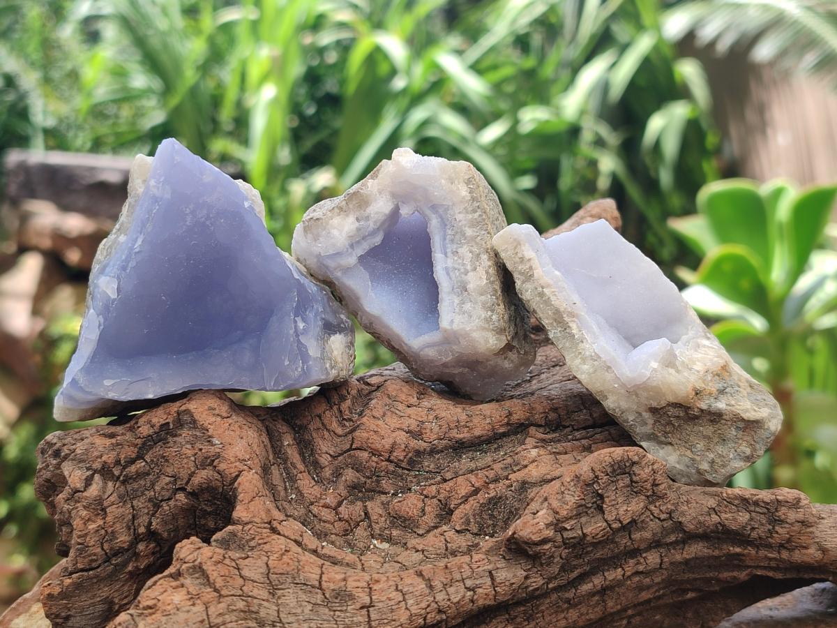 Natural Blue Lace Agate Geodes and Clusters Specimens x 24 From Nsanje, Malawi