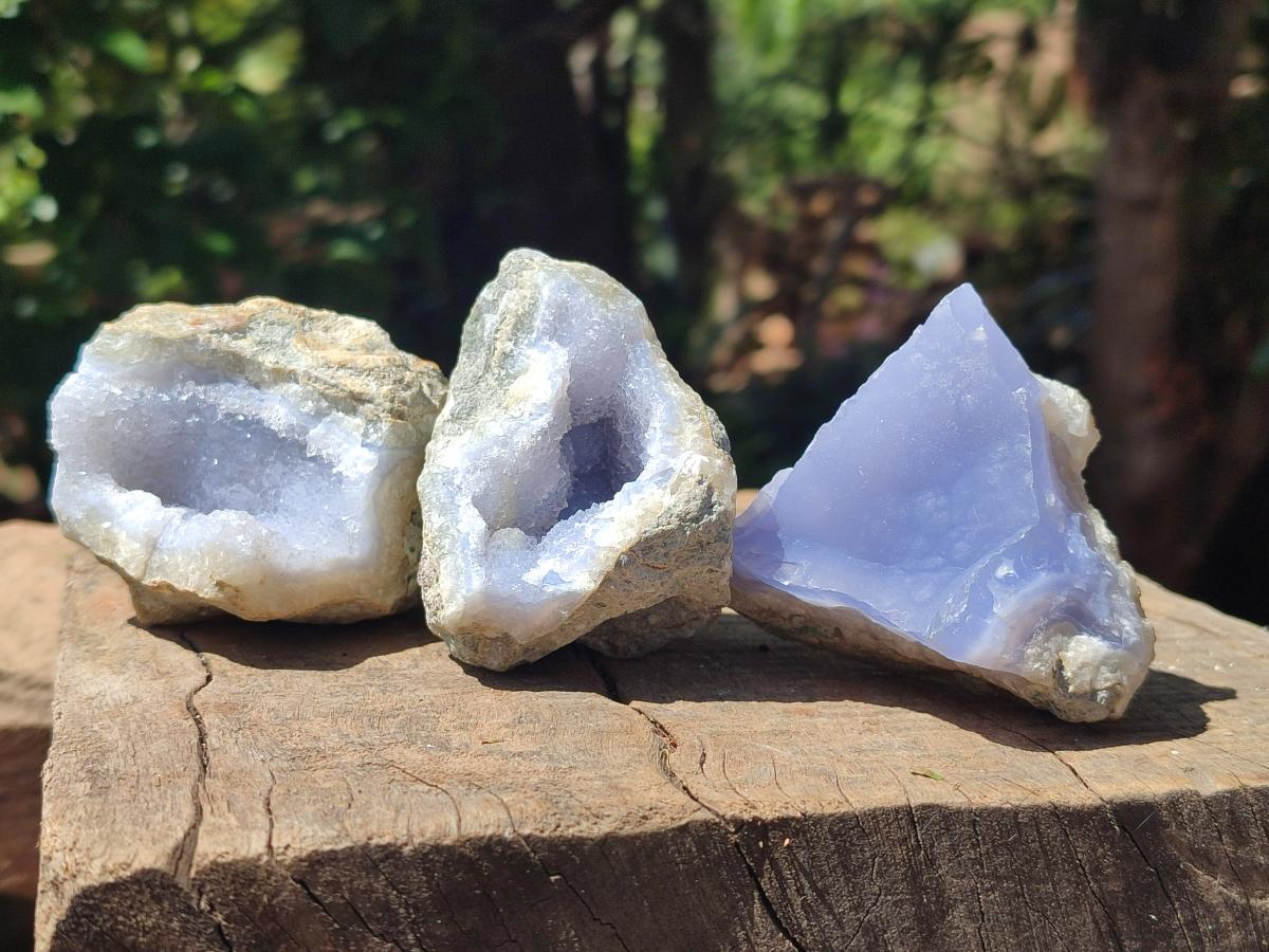 Natural Blue Lace Agate Geodes and Clusters Specimens x 24 From Nsanje, Malawi