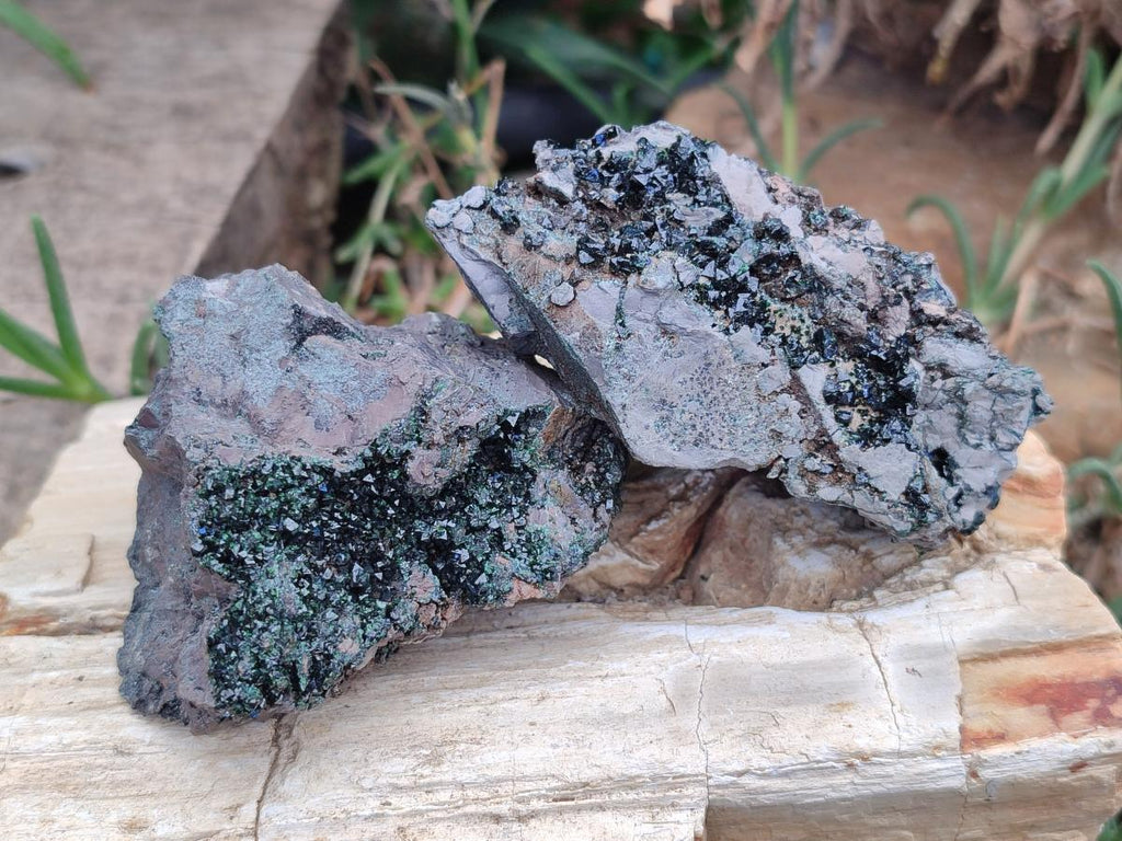 Natural Libethenite Crystals on Dolomite Matrix Specimens x 5 From Shituru, Congo