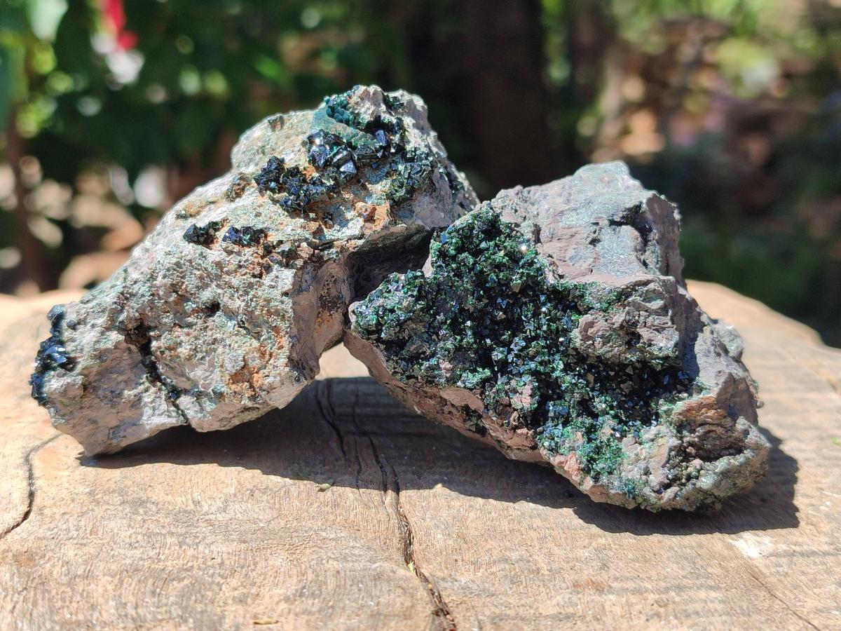 Natural Libethenite Crystals on Dolomite Matrix Specimens x 5 From Shituru, Congo