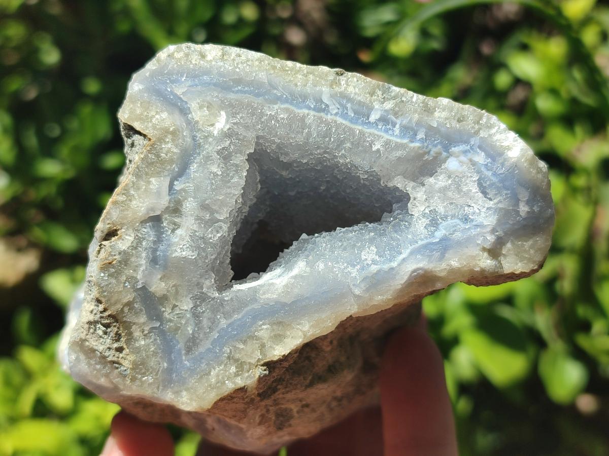 Natural Blue Lace Agate Geode Specimens x 4 From Nsanje, Malawi